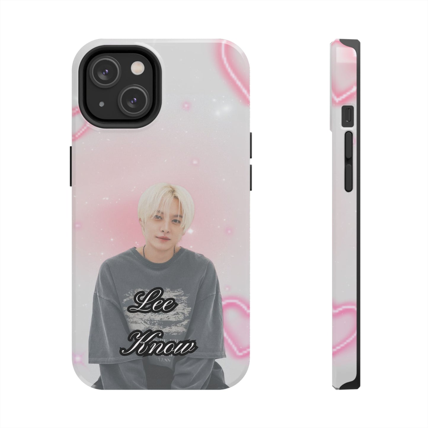 Lee Know Tough Phone Case — Pink Heart Photo Design
