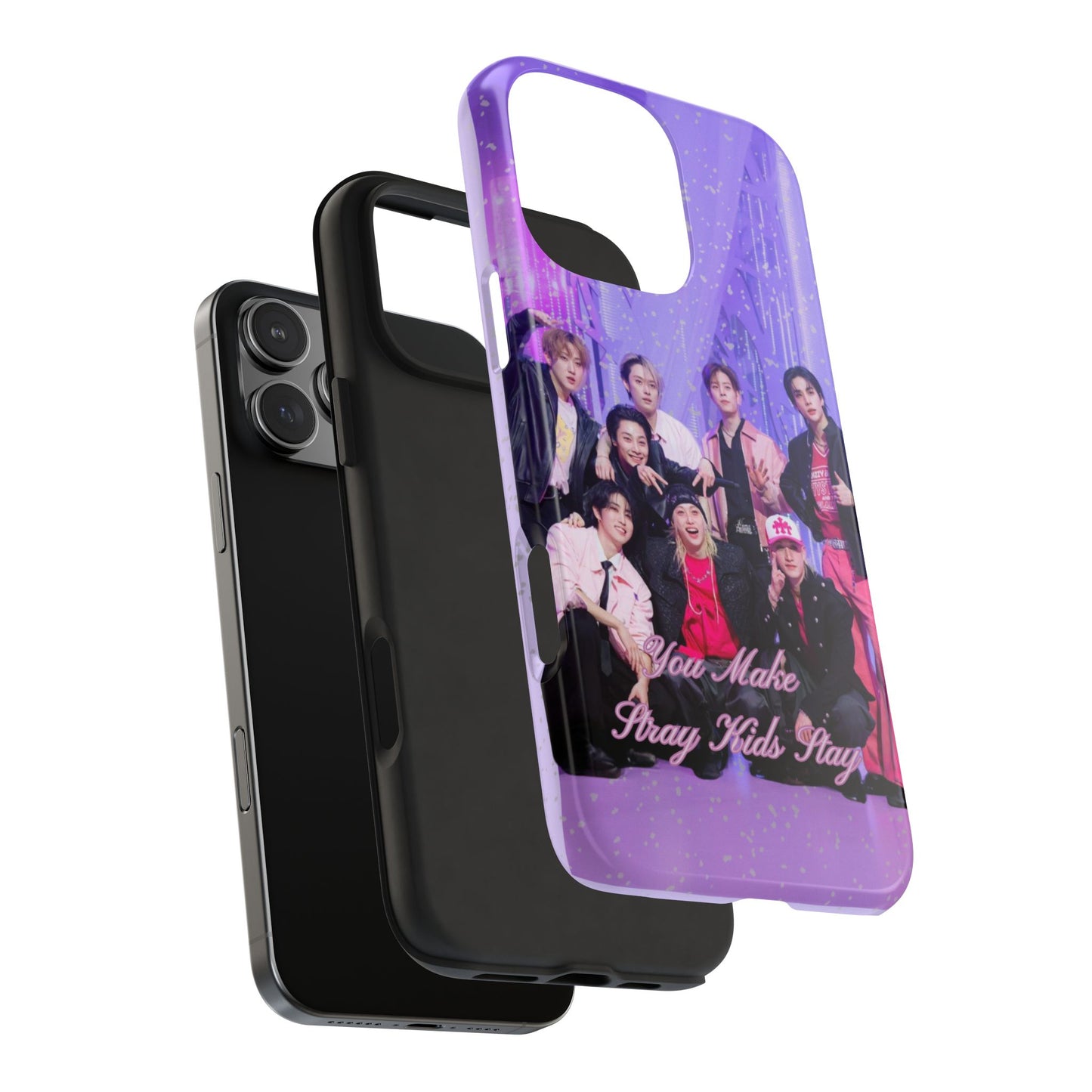 Stray Kids Photo Tough Phone Case — "You Make Stray Kids Stay" Purple K‑Pop Protective Cover
