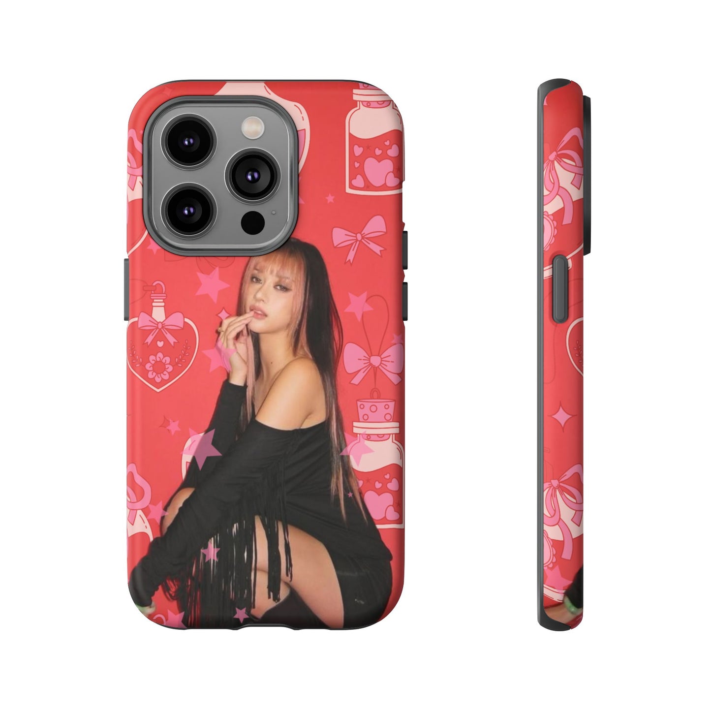 Megan Phone Case — Pink Heart & Perfume Pattern