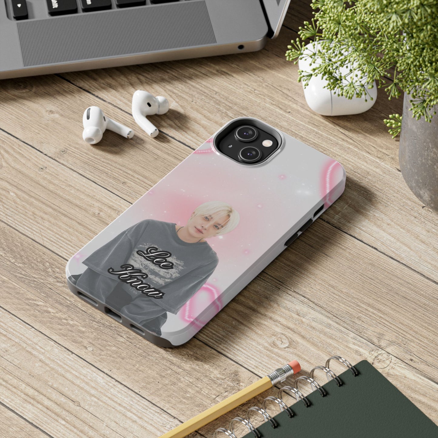 Lee Know Tough Phone Case — Pink Heart Photo Design