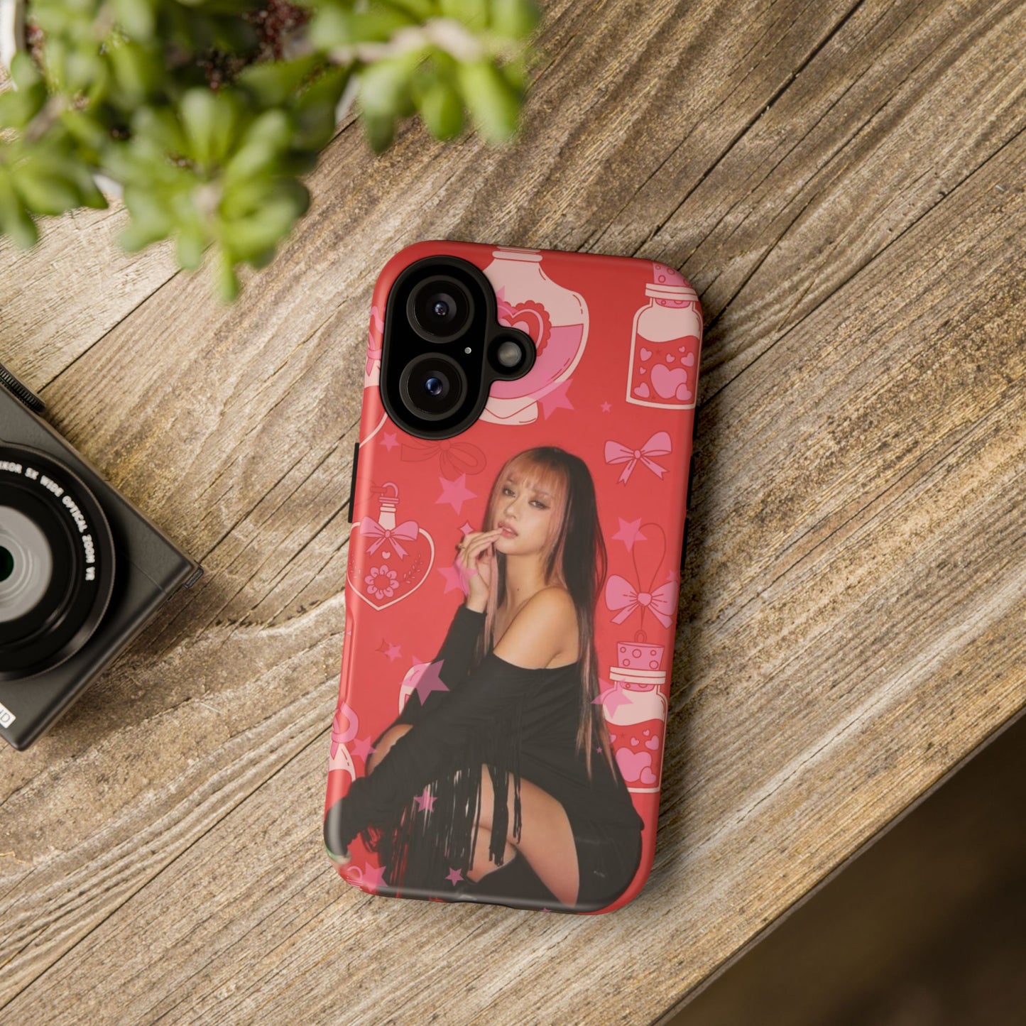 Megan Phone Case — Pink Heart & Perfume Pattern