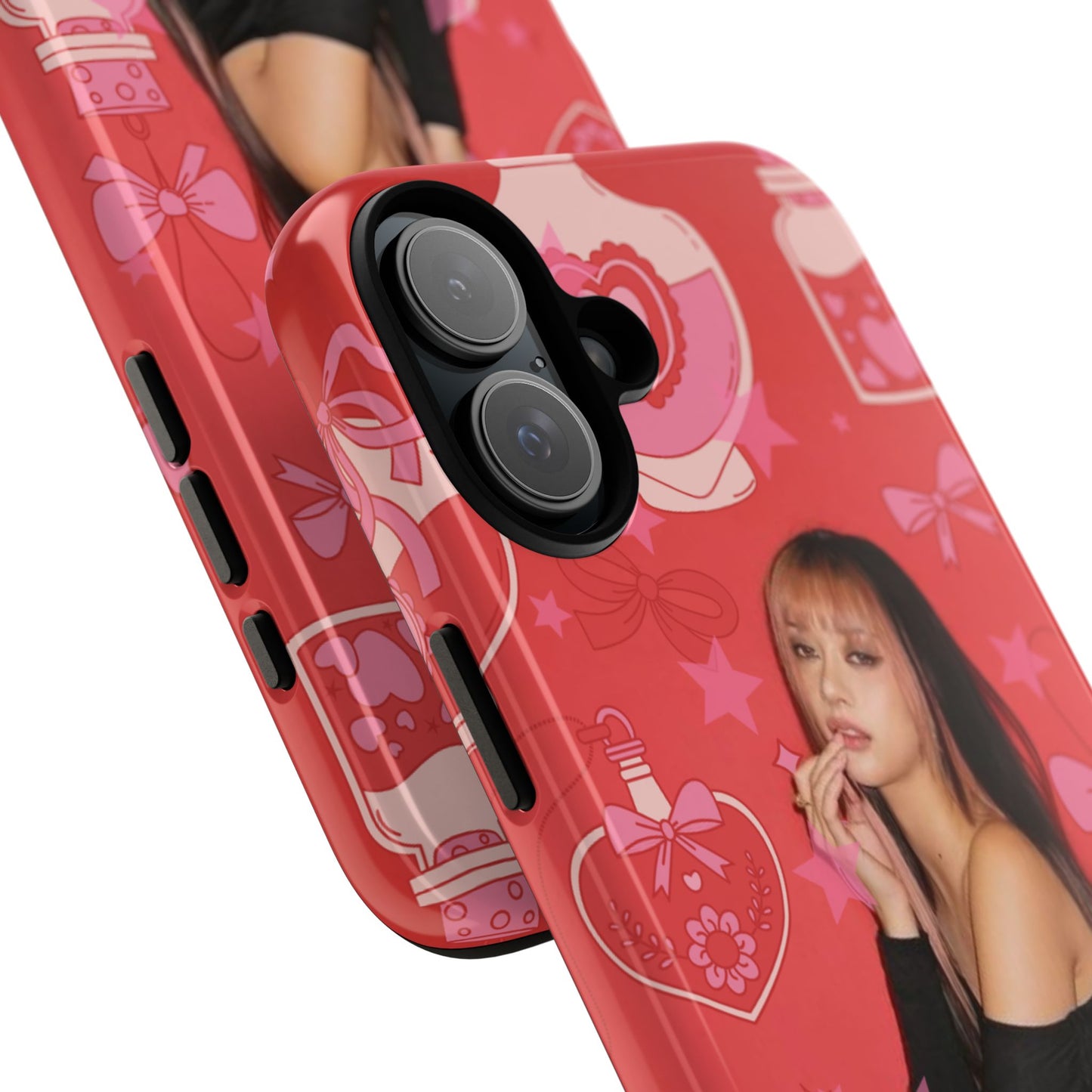 Megan Phone Case — Pink Heart & Perfume Pattern