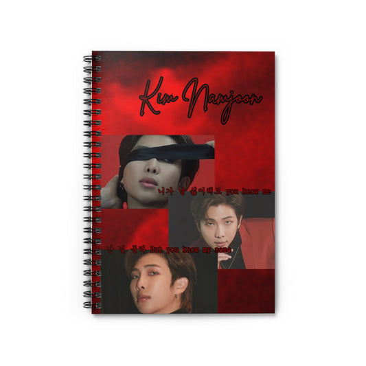 Namjoon Inspired Spiral Notebook - Red Aesthetic with Ruled Lines
