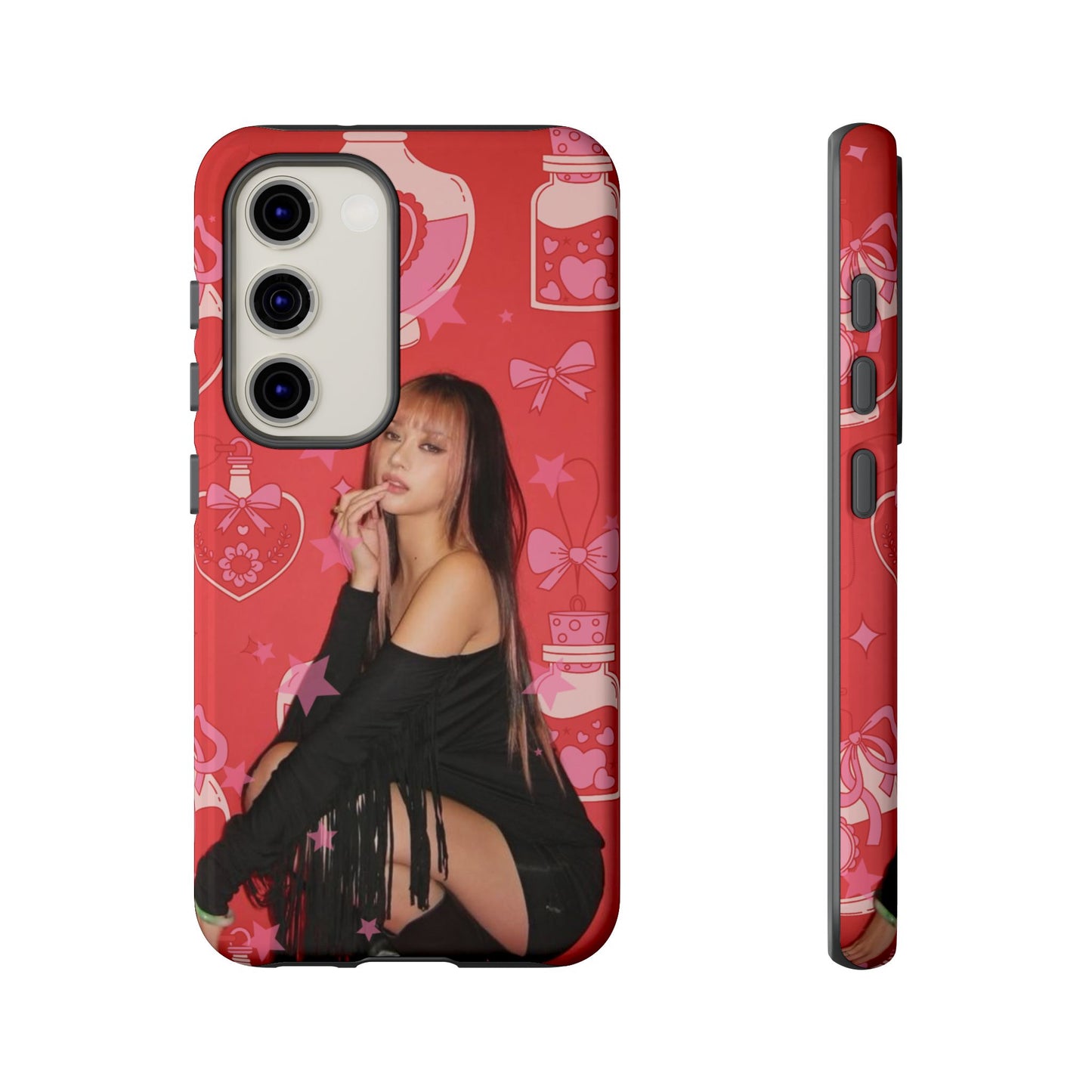 Megan Phone Case — Pink Heart & Perfume Pattern
