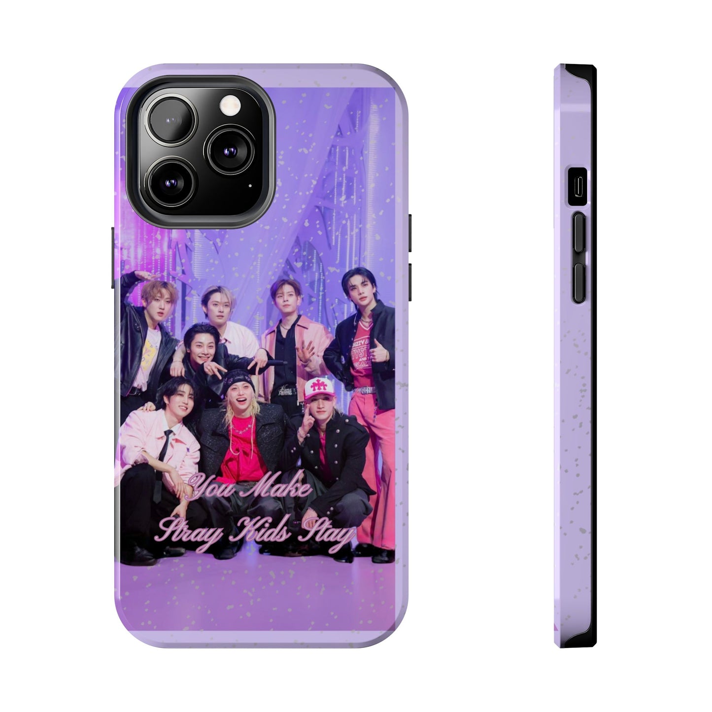 Stray Kids Photo Tough Phone Case — "You Make Stray Kids Stay" Purple K‑Pop Protective Cover