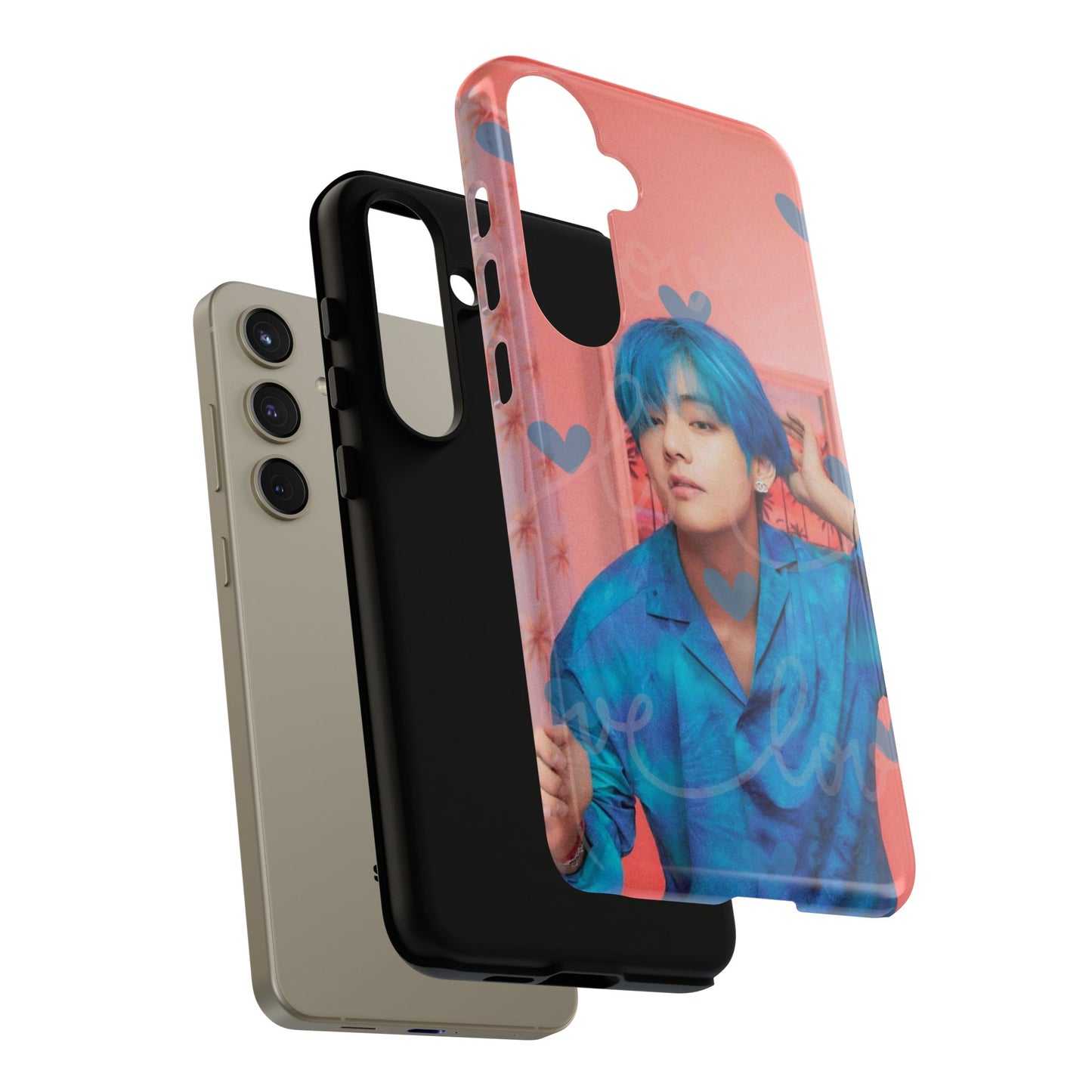 Taehyung Phone Case — Pink Heart/Love Kpop Design